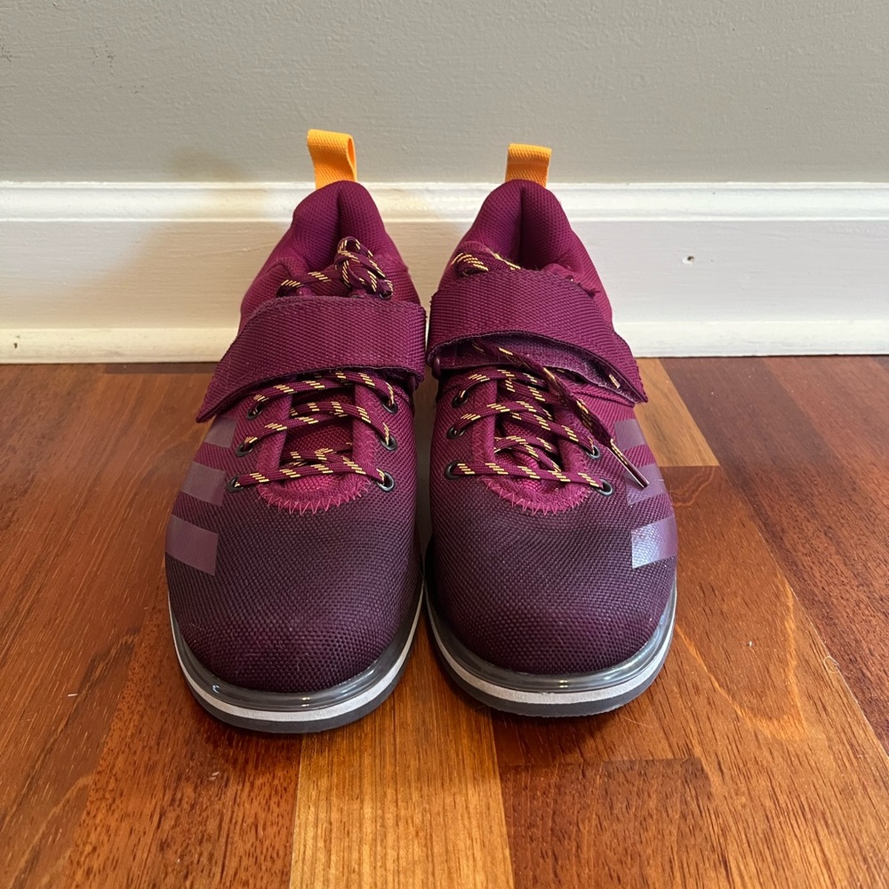 Adidas Burgundy/Yellow PowerLift Lifting Shoes